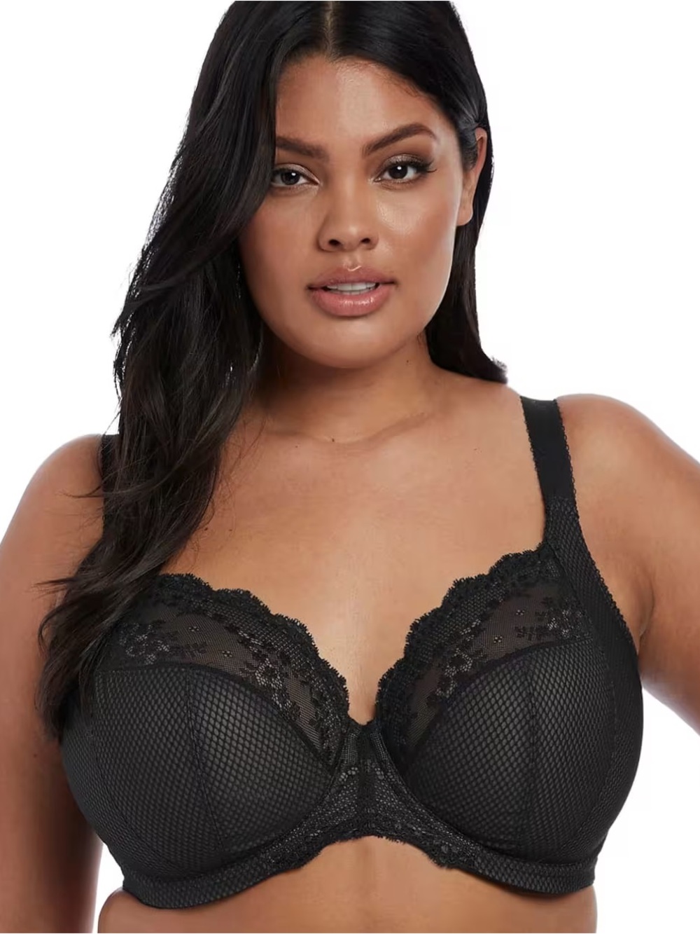 Elomi Charley Side Support Plunge Lace Underwire Bra in Black Size 40L - Picture 1 of 9
